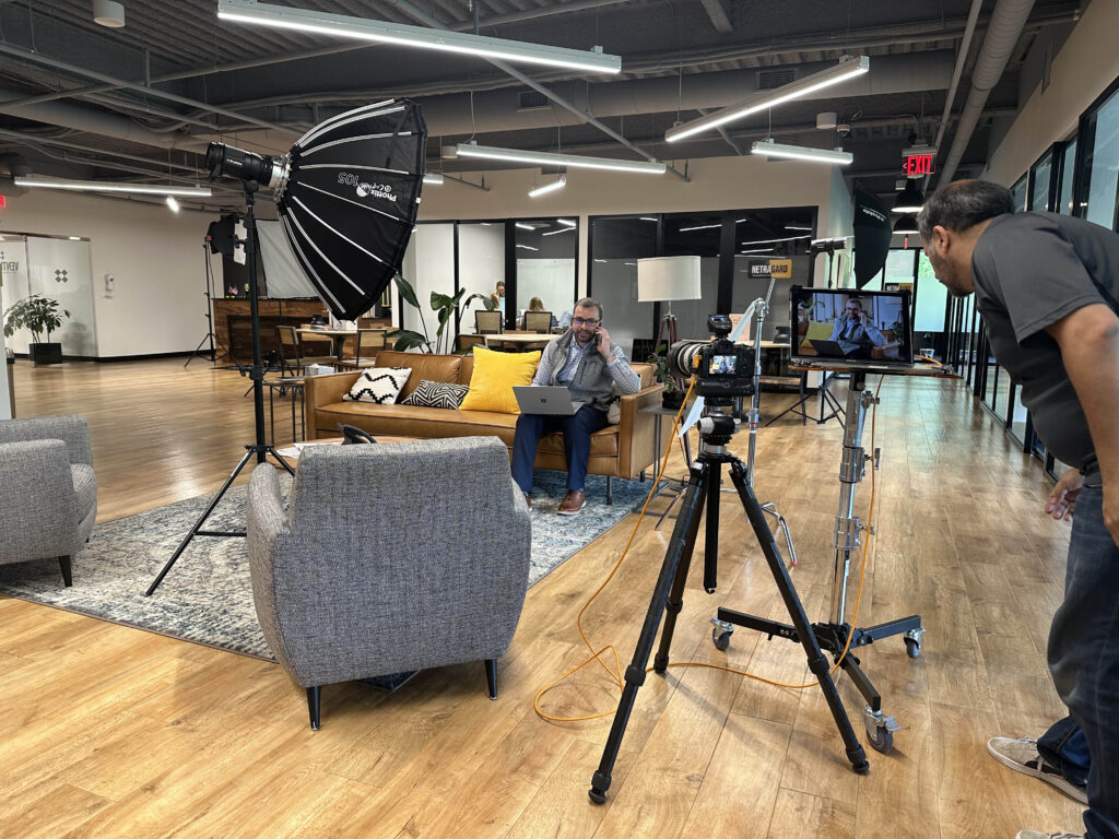 Behind the scenes of an on-site branding photoshoot.