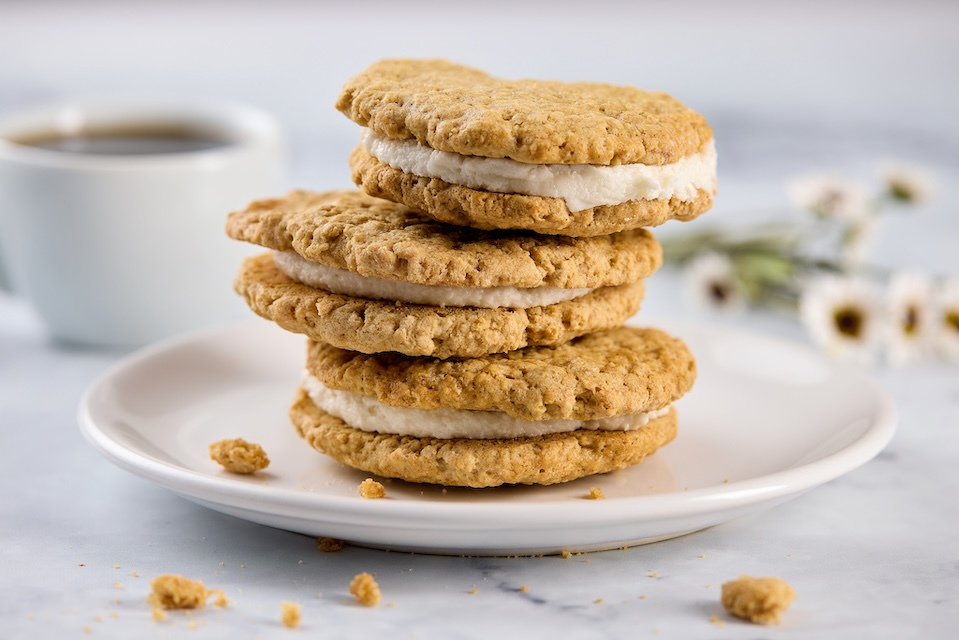 Stack of plated gluten-free cookies by Annies Gluten Free Bakery of Shirley, MA