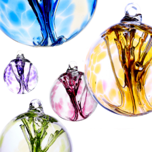 Artisans blown glass hanging balls