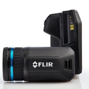 Commercial product photography of FLIR's T1020 HD Thermal Camera  with viewfinder for FLIR