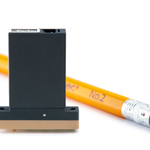 Commercial product photography of Precision Fluidics pump size comparison to a pencil for Parker Hannifin of Woburn, MA