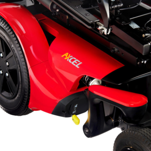 Commercial product photography of Product Insights Power Wheelchair, wheels closeup, for Product Insight of Boxborough, MA