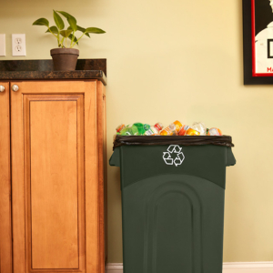 Consumer photography of United Solutions recycle bin indoors for United Solutions of Leominster, MA
