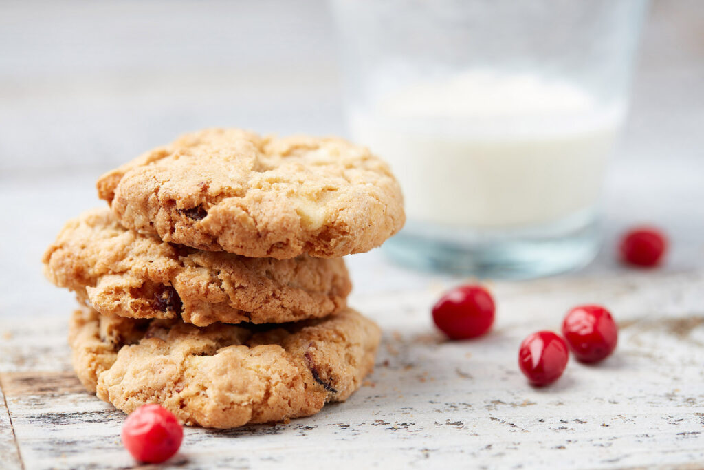food photography of cranberry cookies for Annie's Gluten Free Bakery in  Shirley, MA