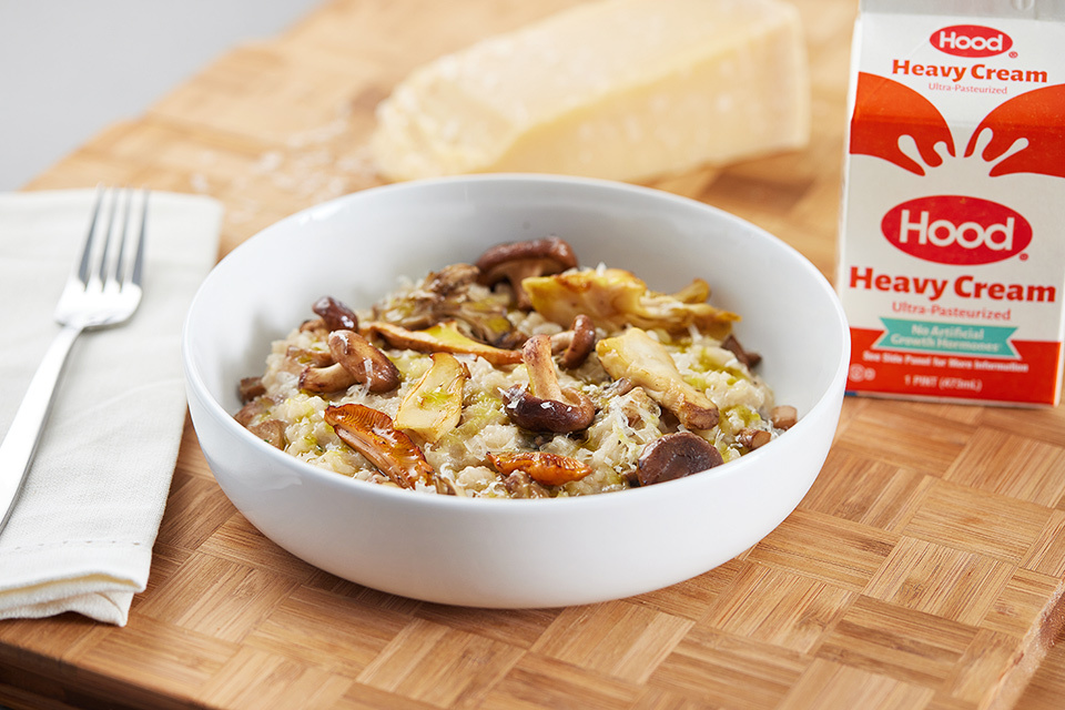 Food photography of a bowl of risotto for Hood Dairy