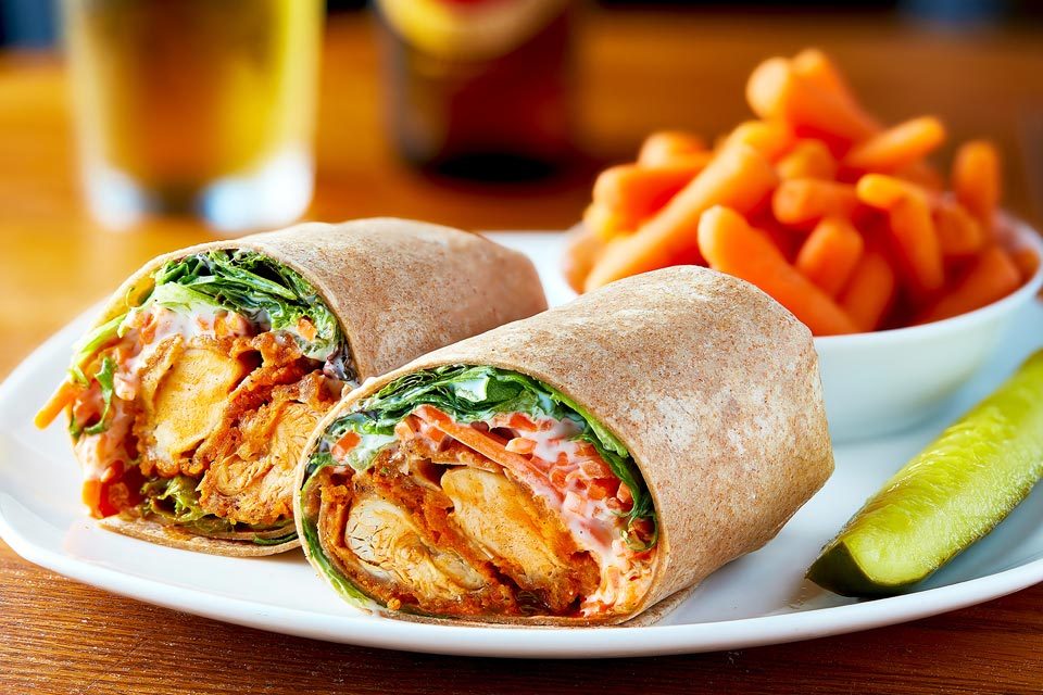 food photography of a chicken wrap