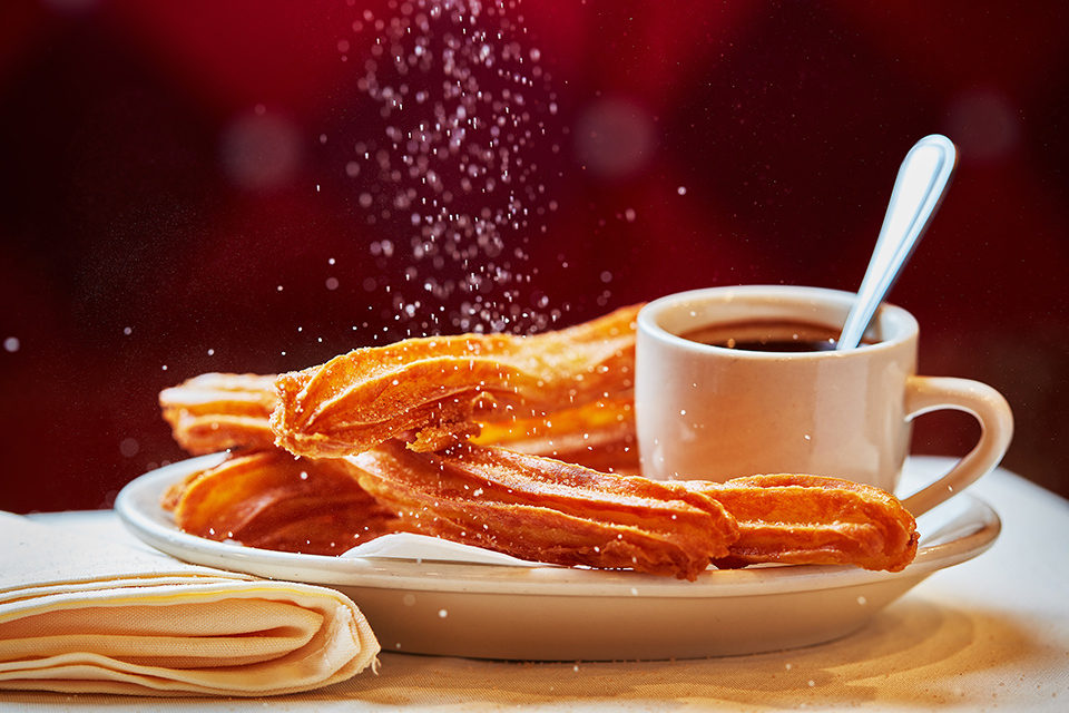 food photography of churros photographed for Solea in Waltham, MA