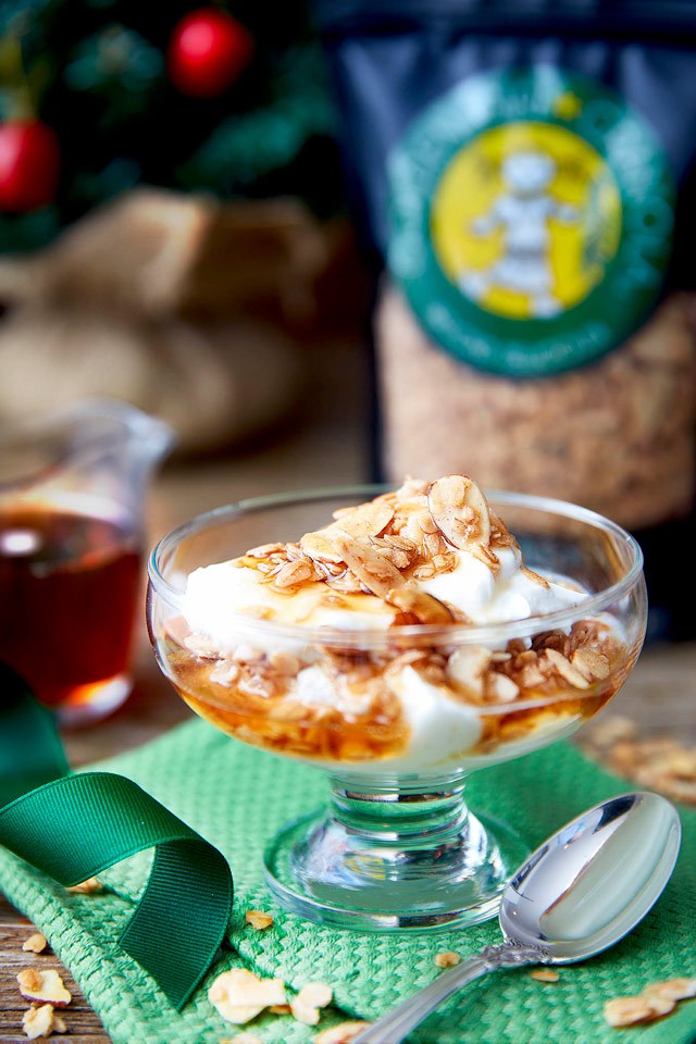 food photography of a parfait for Golden Girl Granola of  Shirley, MA
