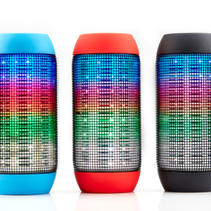 product photography of blue red and black JCT Alliance lightup Bluetooth Speakers for JCT Alliance online store