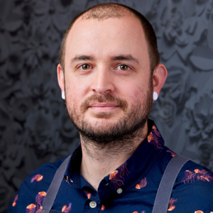 male headshot photography with gray background for Jonquils Cafe &amp;amp; Bakery in Boston, MA