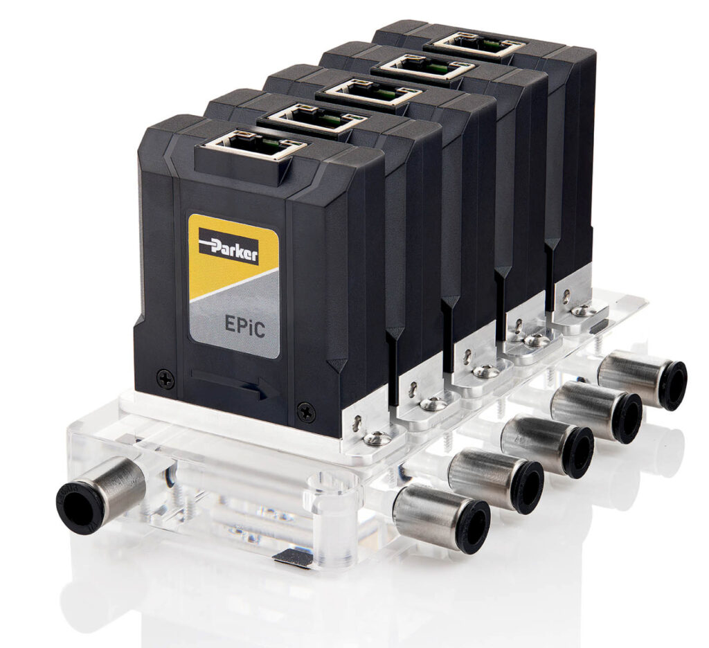 Commercial product photography of Parker Hannifin Precision Fluidics' EPiC Electronic Pressure Controller for Parker Hannifin in Woburn, MA