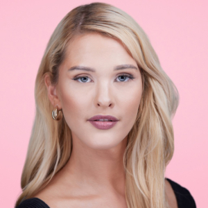 Young Woman Headshot photography with pink background Hurley Test Shot Young Woman Headshot photography with pink background Hurley Test Shot