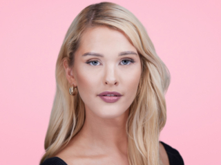 Young Woman Headshot photography with pink background Hurley Test Shot